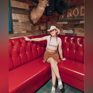 Brown faux suede skirt